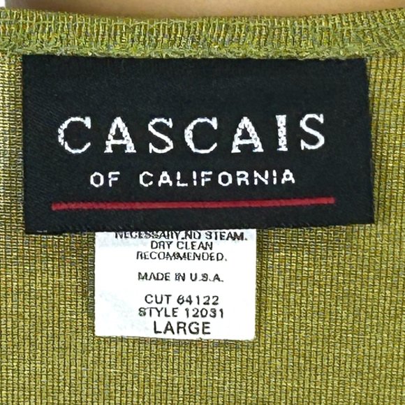 Cascais Of California Womens L Green Blue Short Sleeve Stretch Blouse Shirt - Picture 8 of 11